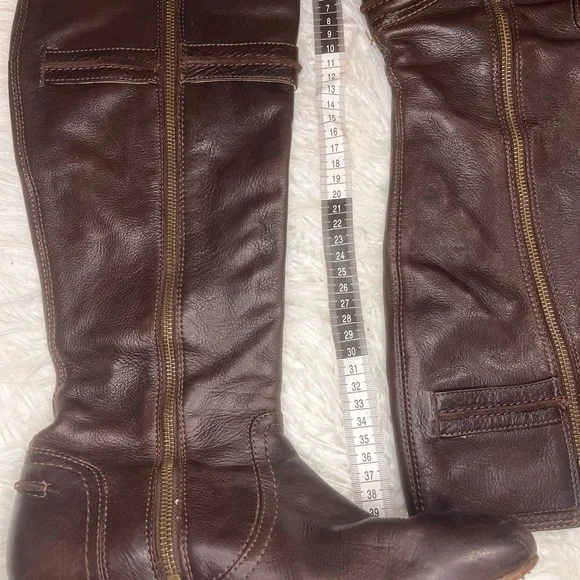 Frye Dark Brown Over the Knee Leather Boots - Picture 3 of 10